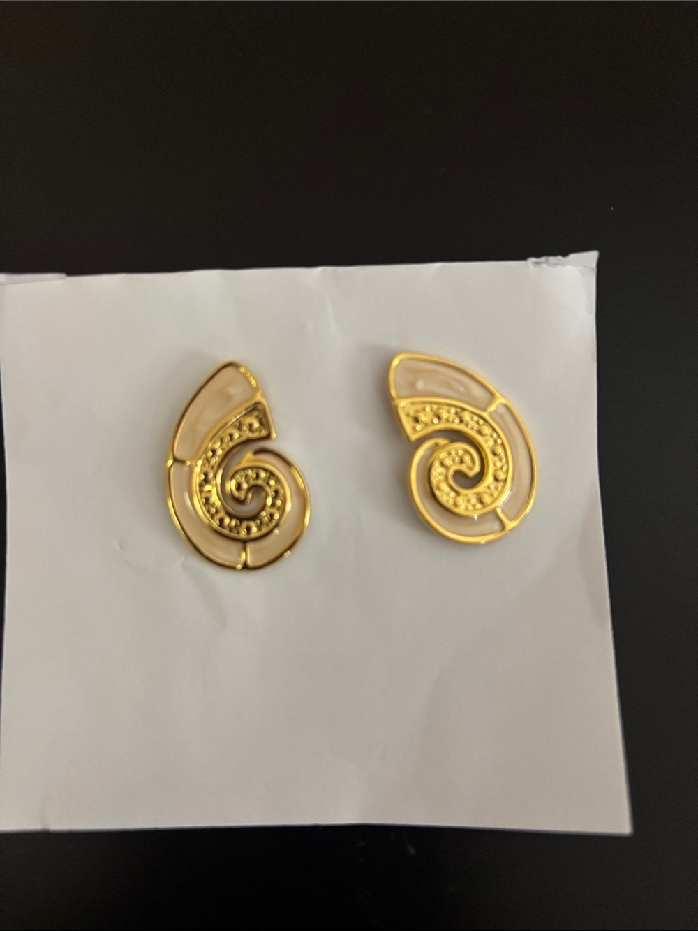 Gold and Cream Spiral Clip-On Earrings - Women Jewelry
Stainless steel